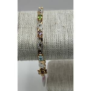 Prime Art & Jewel Sterling Silver Gold Vermeil Multi Stone Bracelet #71640